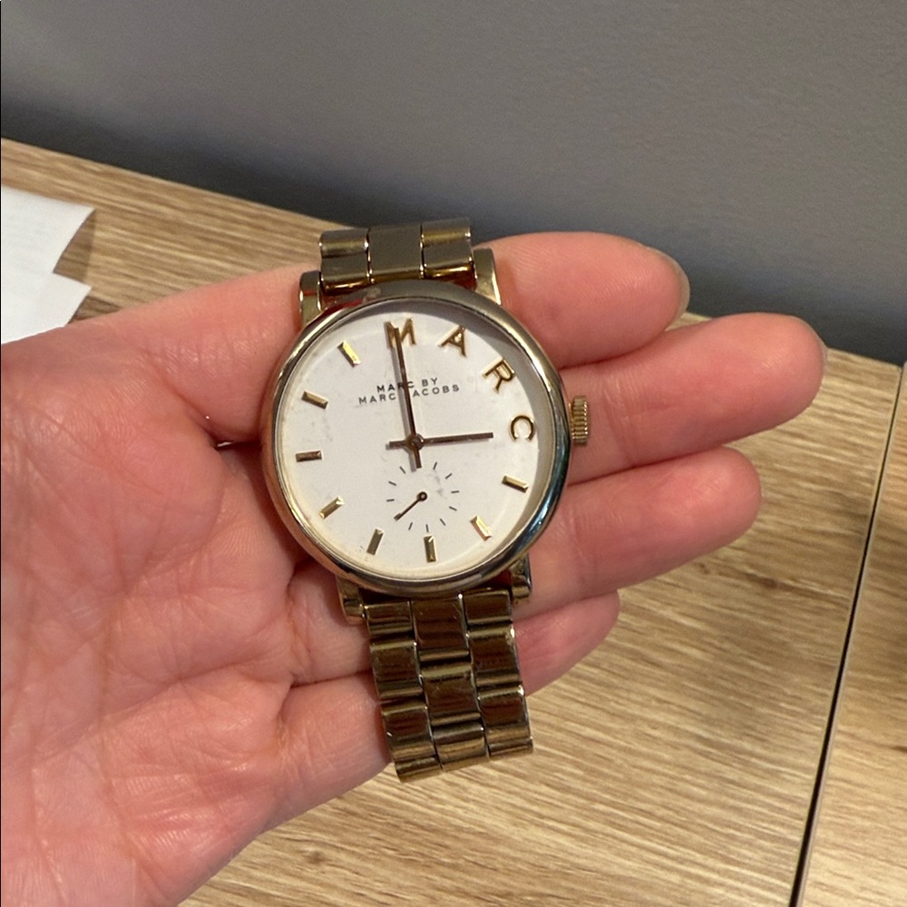 Marc Jacobs Gold-Tone Watch with White Dial